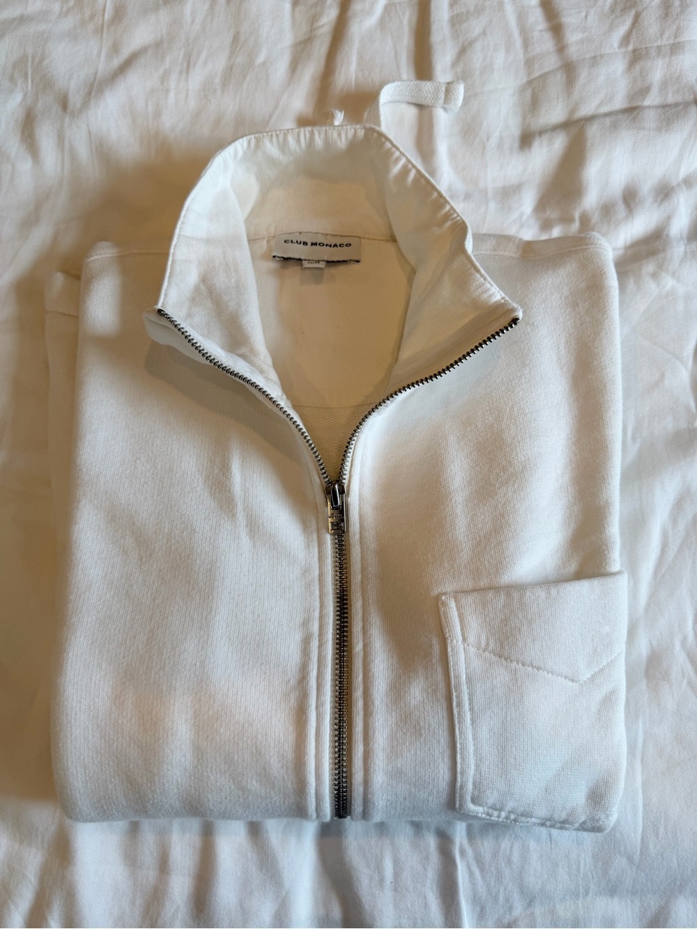 Club Monaco White Zip Front Jacket